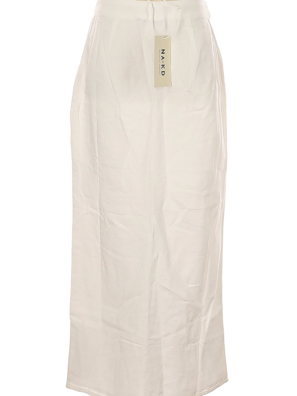 Title: NA-KD off white Linen Blend Front Slit midi Skirt Size XS NWT
